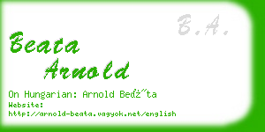 beata arnold business card